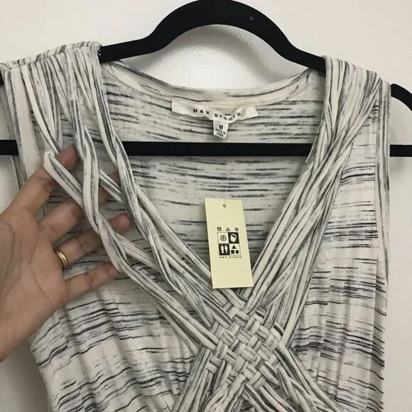 Max Studio Womens Long Dress Maxi V Neck Sleeveless Rayon Blend Size M New - Picture 1 of 12